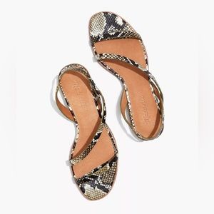 The Heidi Asymmetrical Sandals In Snake Embossed Leather